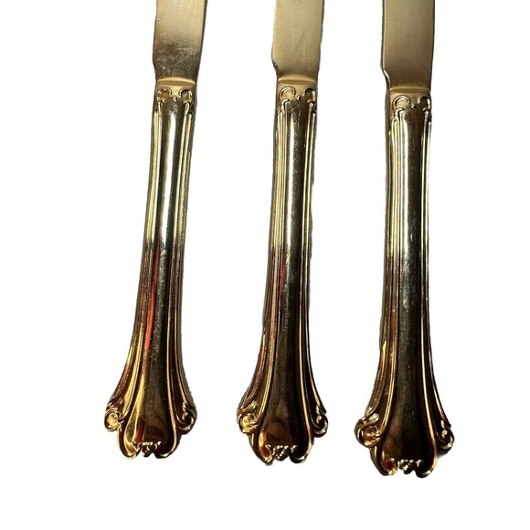 FB Rogers Golden Plated Electroplate American Chipendale Flat 5 Butter Cutters - Picture 3 of 14